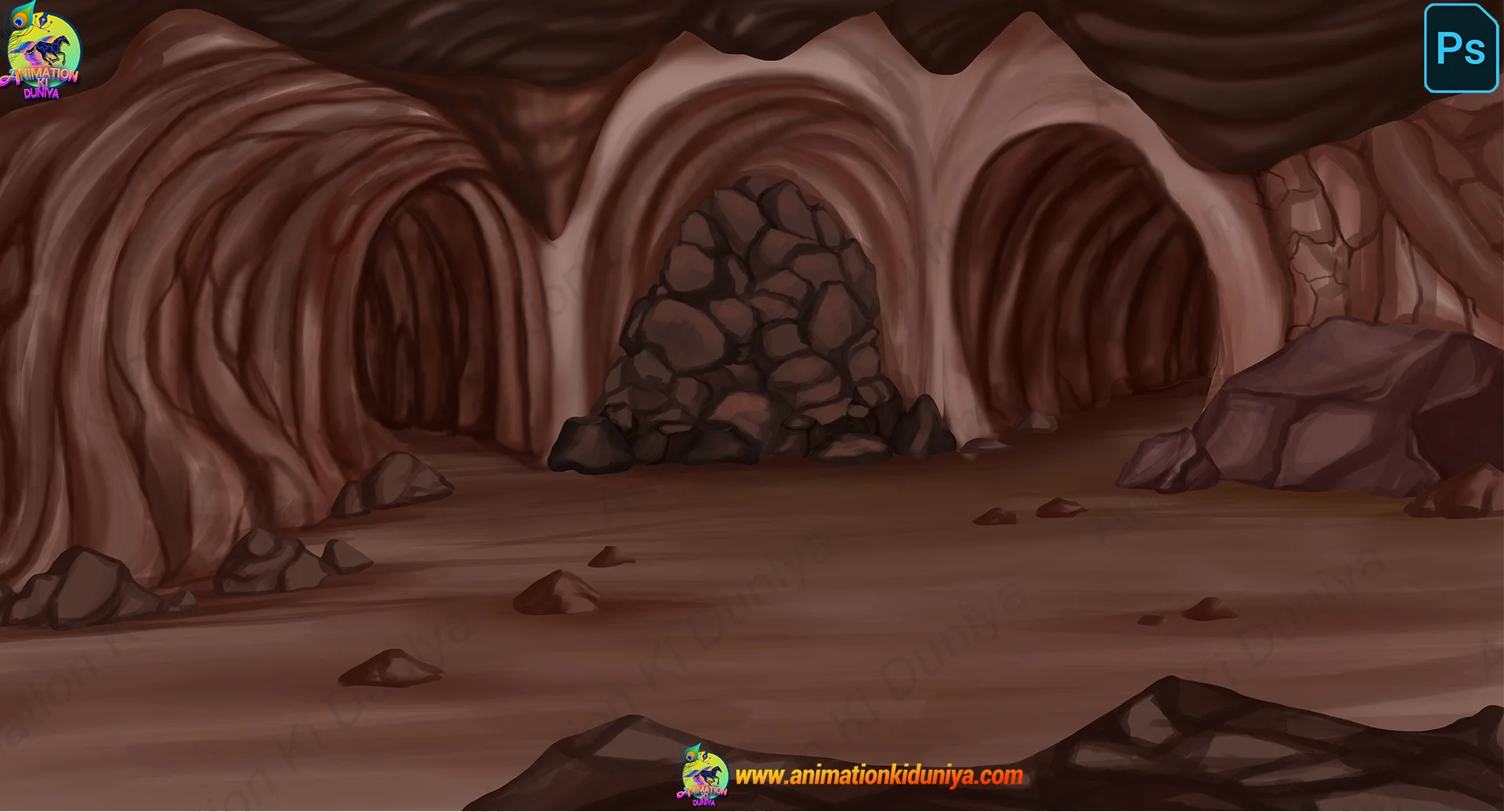 inside cave (2) Cave Interior & Rock Tunnels Background (PSD & PNG) - Image 1