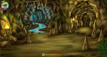 2D Cartoon Cave Background | Horror & Adventure Cave Background (PSD & PNG)