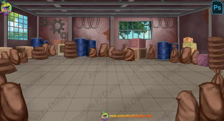 2D Godown & Storehouse Interior Background (PSD & PNG)