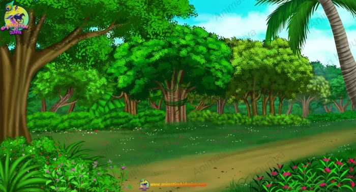 Dense Green Jungle Forest Cartoon Background PSD | Ghana Jungle aur ...