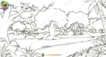 Dense Green Jungle Forest Cartoon Background PSD | Ghana Jungle aur Rasta - Image 2