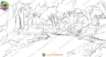 2D Cartoon Jungle Background with Big Trees & Clearing (PSD & PNG) - Image 2