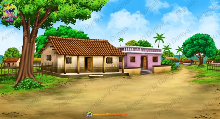 2D Cartoon Indian Village Houses (Khaprail Makan) Background(PSD & PNG)