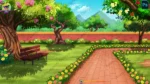 Professional Cartoon Park Landscape & Garden Wall(PSD & PNG)