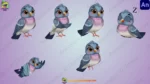 Cute Pink Neck Pigeon Character Rigged FLA File | Kabootar / Cartoon Pigeon Bird
