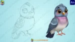 Cute Pink Neck Pigeon Character Rigged FLA File | Kabootar / Cartoon Pigeon Bird - Image 3