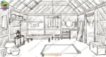 2D Cartoon Poor Bamboo Hut Interior Background(PSD & PNG) - Image 2