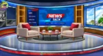 News Interview Studio Cartoon Background PSD