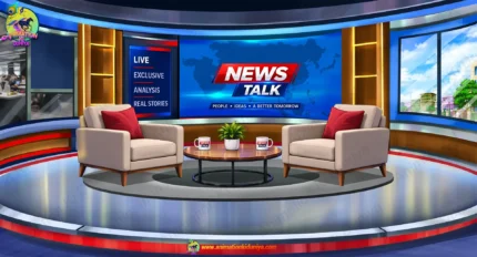 News Interview Studio Cartoon Background PSD
