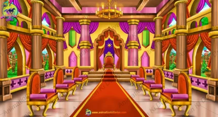 Royal Rajshabha Interior Cartoon Background PSD | Raj Mahal ka Andruni Darbar