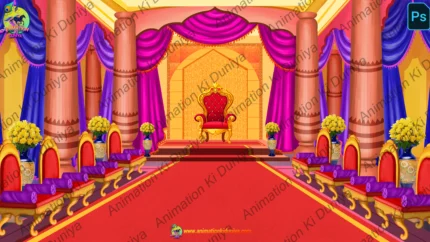 Royal Court Rajsabha Cartoon Background (PSD & PNG)