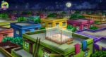 Rooftop House Terrace Day & Night Cartoon Background(PSD & PNG) - Image 3