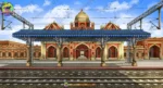 Railway Station Platform Cartoon Background (PSD & PNG)