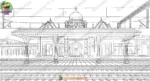 Railway Station Platform Cartoon Background (PSD & PNG) - Image 2