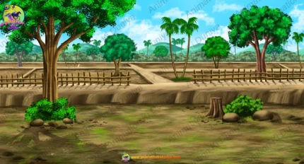 Dry Barren Land ( Sukhi Jamin , Shukha Khet ) Cartoon Background (PSD & PNG)