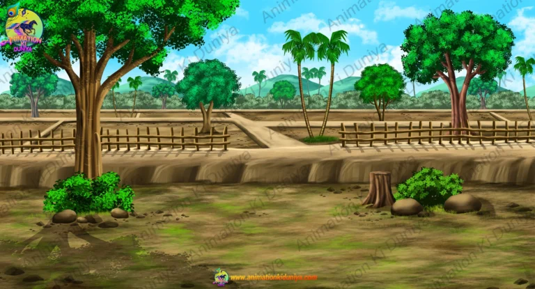 Dry Barren Land ( Sukhi Jamin , Shukha Khet ) Cartoon Background (PSD & PNG)