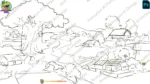 Top View Village Landscape Cartoon Background (PSD & PNG) - Image 3