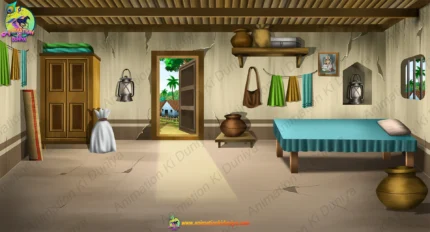 Village House Interior Cartoon Background (PSD & PNG)