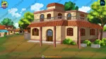 Indian Village Big House Cartoon Background(PSD & PNG)