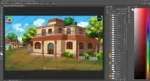 Indian Village Big House Cartoon Background(PSD & PNG) - Image 2