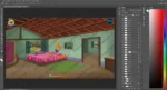 Village House Interior Bedroom ( Inside Poor Room ) Cartoon Background(PSD & PNG) - Image 2