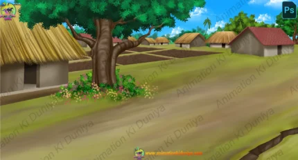 Village Way and Pathway Cartoon Background(PSD & PNG)
