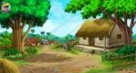Indian Village Hut Cartoon Background(PSD & PNG)